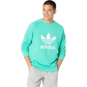 adidas Mens Trefoil Crew Neck Sweatshirt Casual – Black(Green/White)