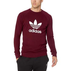 adidas Mens Trefoil Crew Neck Sweatshirt Casual – Black(Maroon)