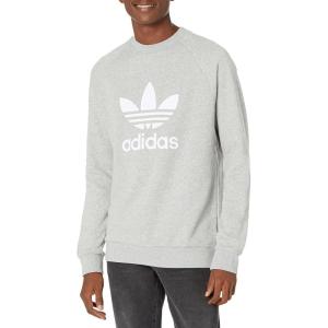 adidas Mens Trefoil Crew Neck Sweatshirt Casual – Black(Medium Grey Heather/White)