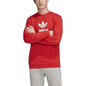 adidas Mens Trefoil Crew Neck Sweatshirt Casual – Black(Red)