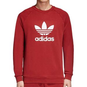adidas Mens Trefoil Crew Neck Sweatshirt Casual – Black(Red/White)