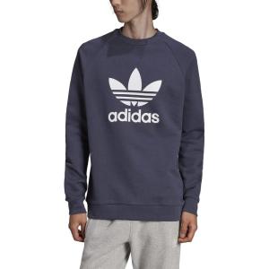 adidas Mens Trefoil Crew Neck Sweatshirt Casual – Black(Shadow Navy/White)