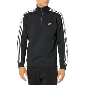 adidas Originals Men’s Adicolor Classics 3-Stripes Half-Zip Sweatshirt(Black/White)