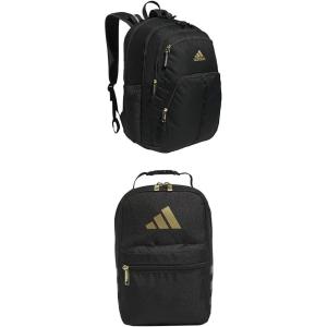 adidas Prime Backpack for Work, Travel Bag for Women and Men with Padded Compartment for Laptop, Black/White/2, One Size(Black/Gold + Black/Gold)