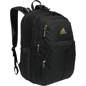 adidas Prime Backpack for Work, Travel Bag for Women and Men with Padded Compartment for Laptop, Black/White/2, One Size(Black/Gold Metallic/2)