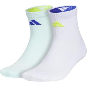 adidas Pure Training High Quarter Sports Performance Socks (2-Pair)(Almost Light Blue/Semi Lucid Blue/Semi Solar Yellow)