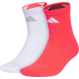 adidas Pure Training High Quarter Sports Performance Socks (2-Pair)(White/Silver Metallic/Lucid Red)