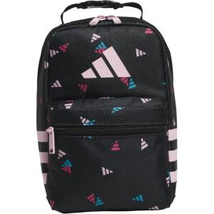 adidas Santiago Lunch Bag Cooler for Women and Men, Insulated Food Container Box with Mesh Pocket, Black/White/3.0, One Size(3 Bar Toss Black-clear Pink/Black/Clear Pink/3.0)