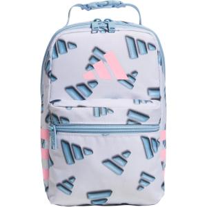 adidas Santiago Lunch Bag Cooler for Women and Men, Insulated Food Container Box with Mesh Pocket, Black/White/3.0, One Size(3d Aop White/Clear Sky Blue/Clear Pink/3.0)