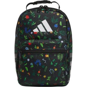 adidas Santiago Lunch Bag Cooler for Women and Men, Insulated Food Container Box with Mesh Pocket, Black/White/3.0, One Size(Meadow Floral Black/Black/White/3.0)