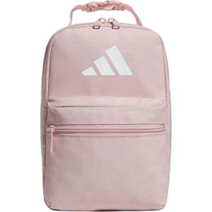 adidas Santiago Lunch Bag Cooler for Women and Men, Insulated Food Container Box with Mesh Pocket, Black/White/3.0, One Size(Sandy Pink/White/3.0)