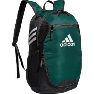 adidas Stadium Team Sports Backpack (36L) + 750 ml (28 oz) Refillable Plastic Sport Water Bottle, Navy Blue 2 + Blue/Silver Metallic, One Size(Dark Green/3.0)