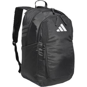 adidas Stadium Team Sports Backpack (36L) + 750 ml (28 oz) Refillable Plastic Sport Water Bottle, Navy Blue 2 + Blue/Silver Metallic, One Size(Dark Grey/4.0)