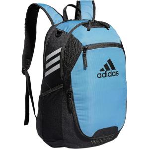 adidas Stadium Team Sports Backpack (36L) + 750 ml (28 oz) Refillable Plastic Sport Water Bottle, Navy Blue 2 + Blue/Silver Metallic, One Size(Light Blue/3.0)