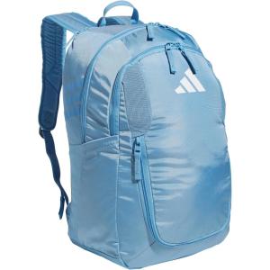 adidas Stadium Team Sports Backpack (36L) + 750 ml (28 oz) Refillable Plastic Sport Water Bottle, Navy Blue 2 + Blue/Silver Metallic, One Size(Light Blue/4.0)