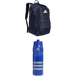 adidas Stadium Team Sports Backpack (36L) + 750 ml (28 oz) Refillable Plastic Sport Water Bottle, Navy Blue 2 + Blue/Silver Metallic, One Size(Navy Blue 2 + Blue/Silver Metallic)