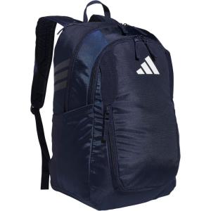 adidas Stadium Team Sports Backpack (36L) + 750 ml (28 oz) Refillable Plastic Sport Water Bottle, Navy Blue 2 + Blue/Silver Metallic, One Size(Navy Blue 2/4.0)