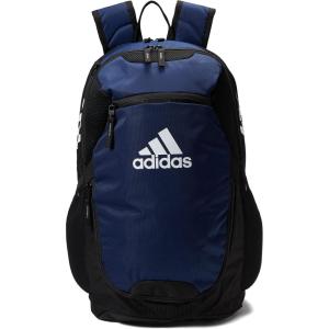 adidas Stadium Team Sports Backpack (36L) + 750 ml (28 oz) Refillable Plastic Sport Water Bottle, Navy Blue 2 + Blue/Silver Metallic, One Size(Navy Blue/3.0)
