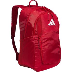 adidas Stadium Team Sports Backpack (36L) + 750 ml (28 oz) Refillable Plastic Sport Water Bottle, Navy Blue 2 + Blue/Silver Metallic, One Size(Power Red 2/White/4.0)