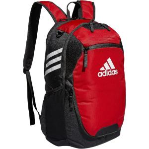 adidas Stadium Team Sports Backpack (36L) + 750 ml (28 oz) Refillable Plastic Sport Water Bottle, Navy Blue 2 + Blue/Silver Metallic, One Size(Power Red/3.0)