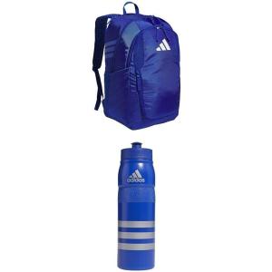 adidas Stadium Team Sports Backpack (36L) + 750 ml (28 oz) Refillable Plastic Sport Water Bottle, Navy Blue 2 + Blue/Silver Metallic, One Size(Royal Blue + Bold Blue/Silver Metallic)