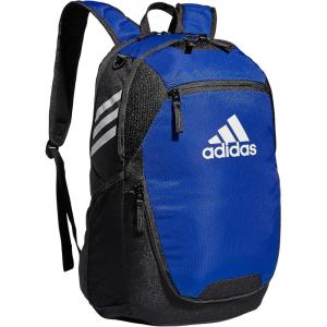 adidas Stadium Team Sports Backpack (36L) + 750 ml (28 oz) Refillable Plastic Sport Water Bottle, Navy Blue 2 + Blue/Silver Metallic, One Size(Royal Blue/3.0)