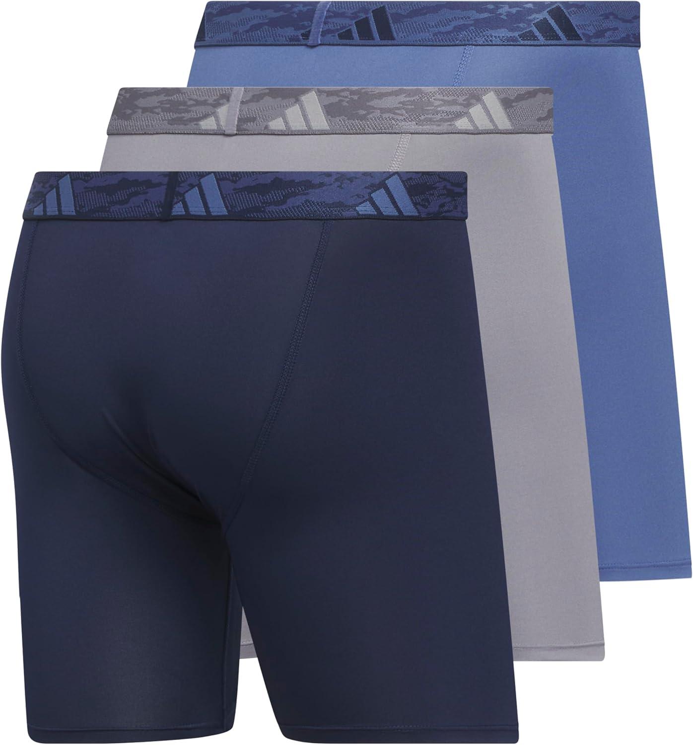 imageadidas Mens Microfiber Boxer Briefs Underwear Multipack Athletic Moisture Wicking Stretch Fit ampamp TaglessCollegiate NavyGreyCrew BlueM