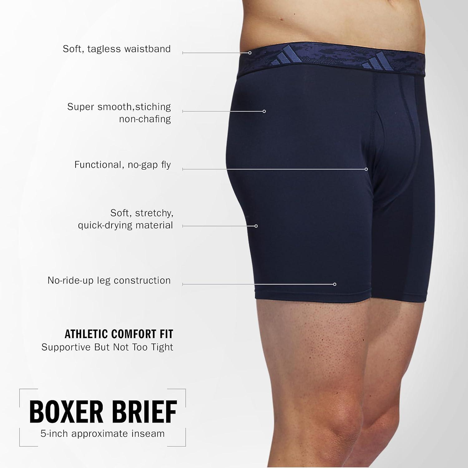 imageadidas Mens Microfiber Boxer Briefs Underwear Multipack Athletic Moisture Wicking Stretch Fit ampamp TaglessCollegiate NavyGreyCrew BlueM