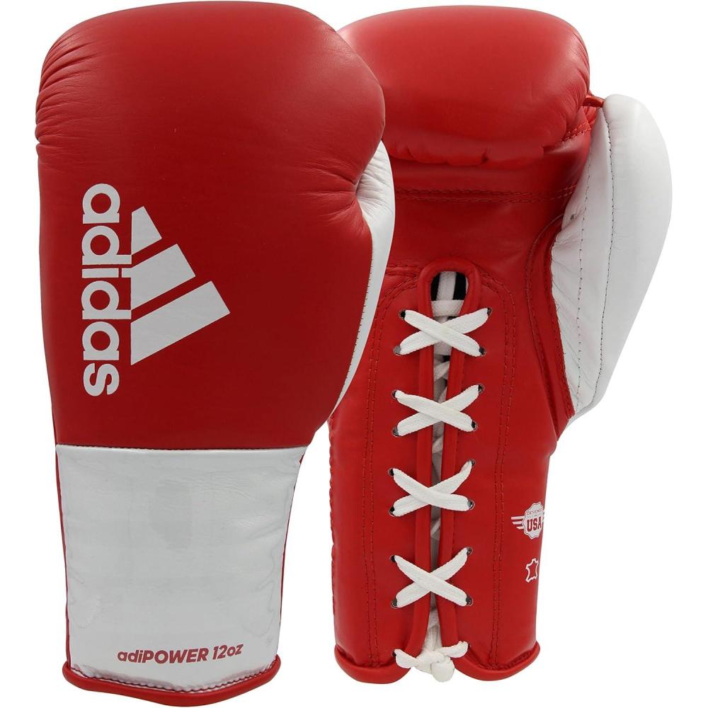 imageadidas AdiPower Hybrid 500 Pro Boxing and Kickboxing GlovesWHITERED