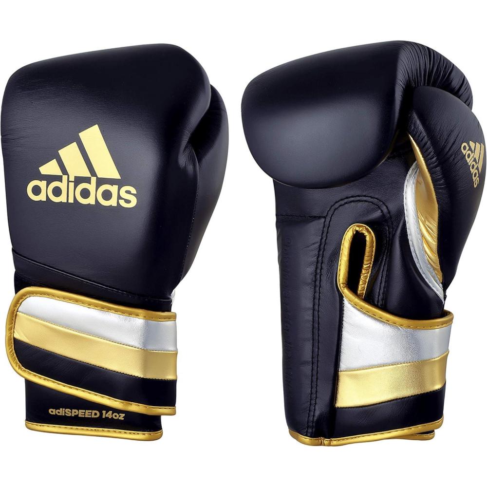 imageadidas AdiSpeed 501 Pro Kickboxing ampamp Boxing Gloves for Men ampamp Women  Leather Training Gloves for Heavy Bag Sparring ampamp FitnessMET BLACKSILVERGOLD