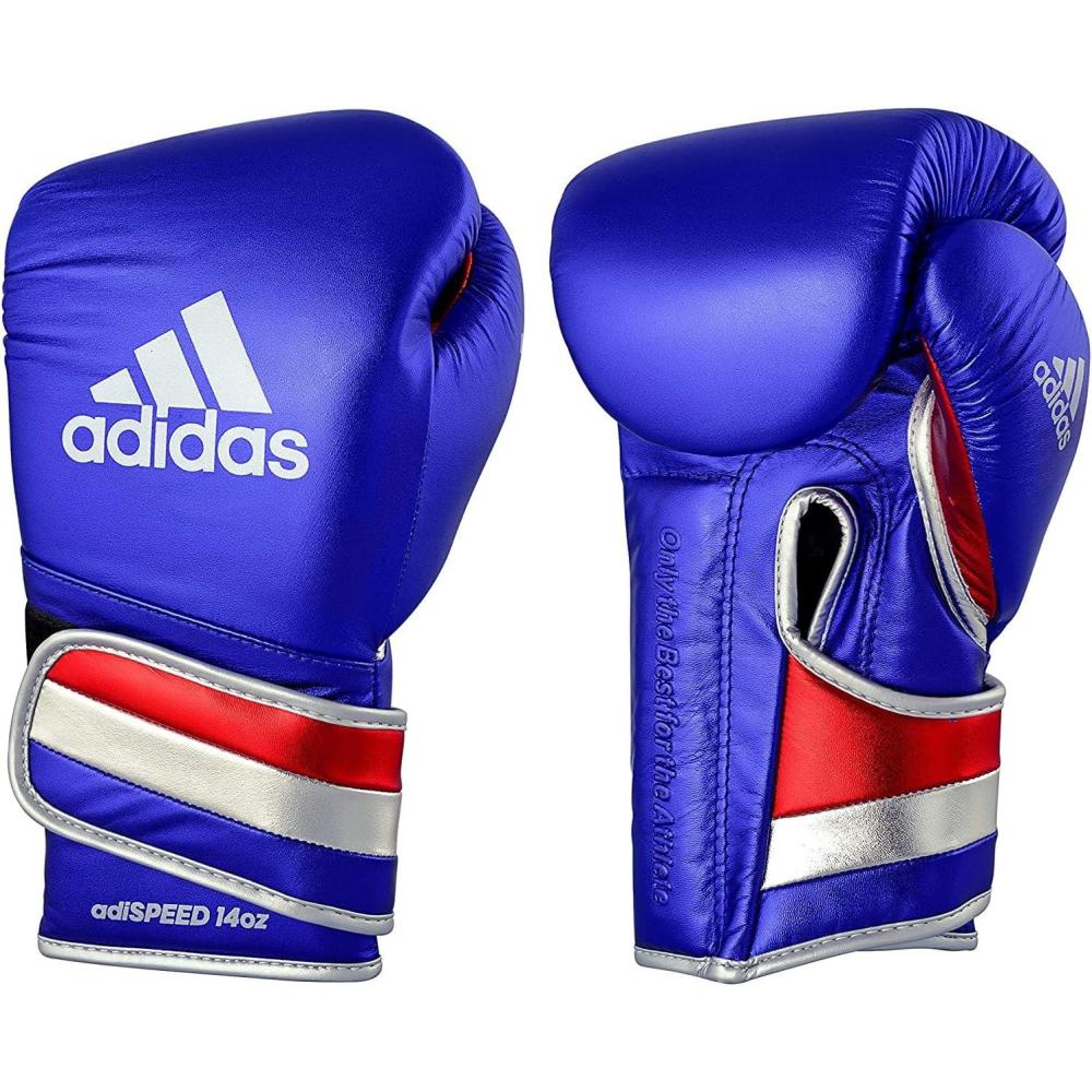 imageadidas AdiSpeed 501 Pro Kickboxing ampamp Boxing Gloves for Men ampamp Women  Leather Training Gloves for Heavy Bag Sparring ampamp FitnessMET BLUEREDSILVER