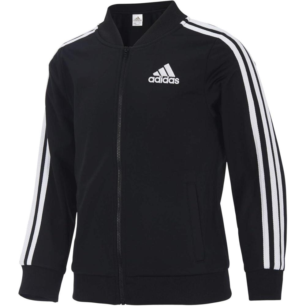 imageadidas Girls Zip Front Tricot Bomber JacketAdi Black Bomb