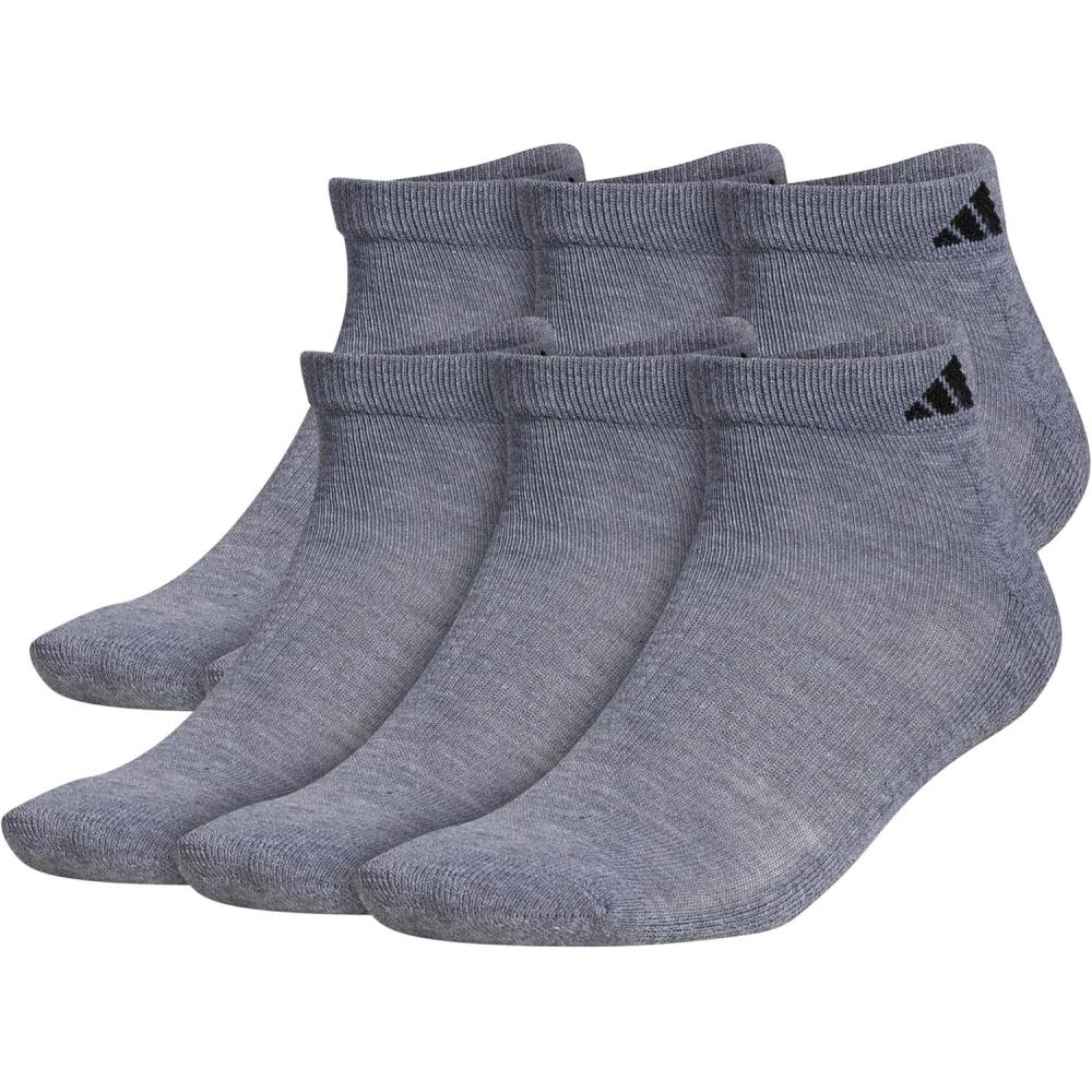 imageadidas Mens Athletic Cushioned Low Cut Socks with Arch Compression for a Secure Fit 6PairHeather GreyBlack