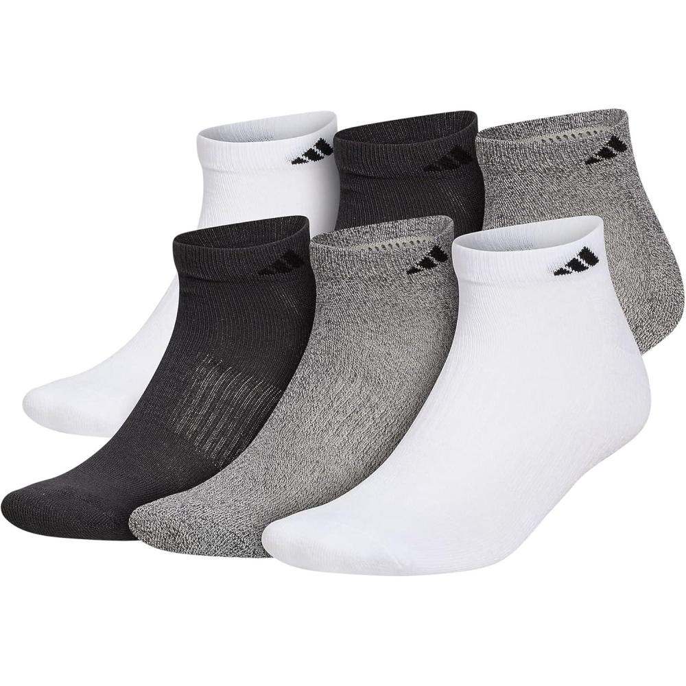 imageadidas Mens Athletic Cushioned Low Cut Socks with Arch Compression for a Secure Fit 6PairWhiteAlumina BeigeCarbon Grey