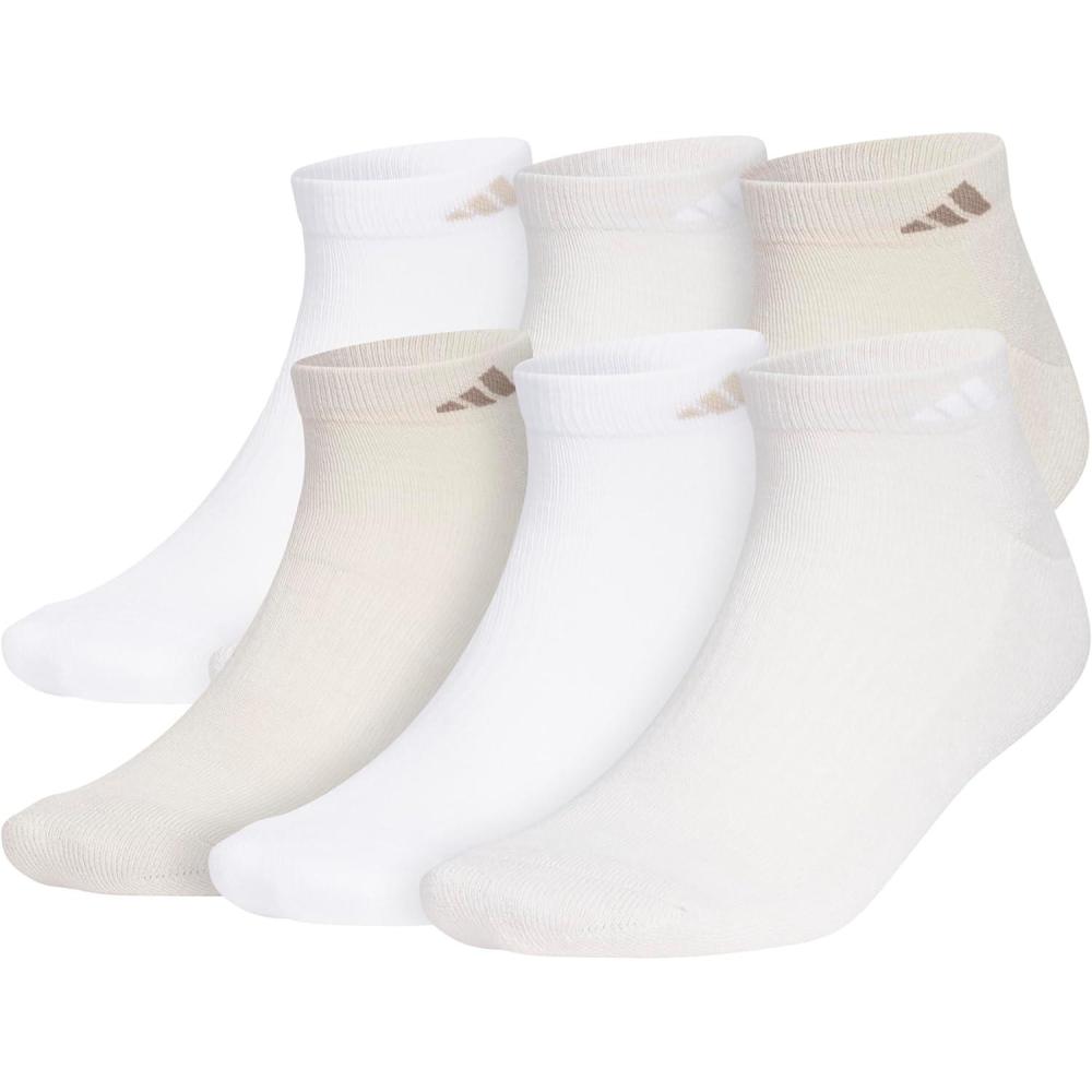 imageadidas Mens Athletic Cushioned Low Cut Socks with Arch Compression for a Secure Fit 6PairWhiteWonder BeigeAlumina Beige