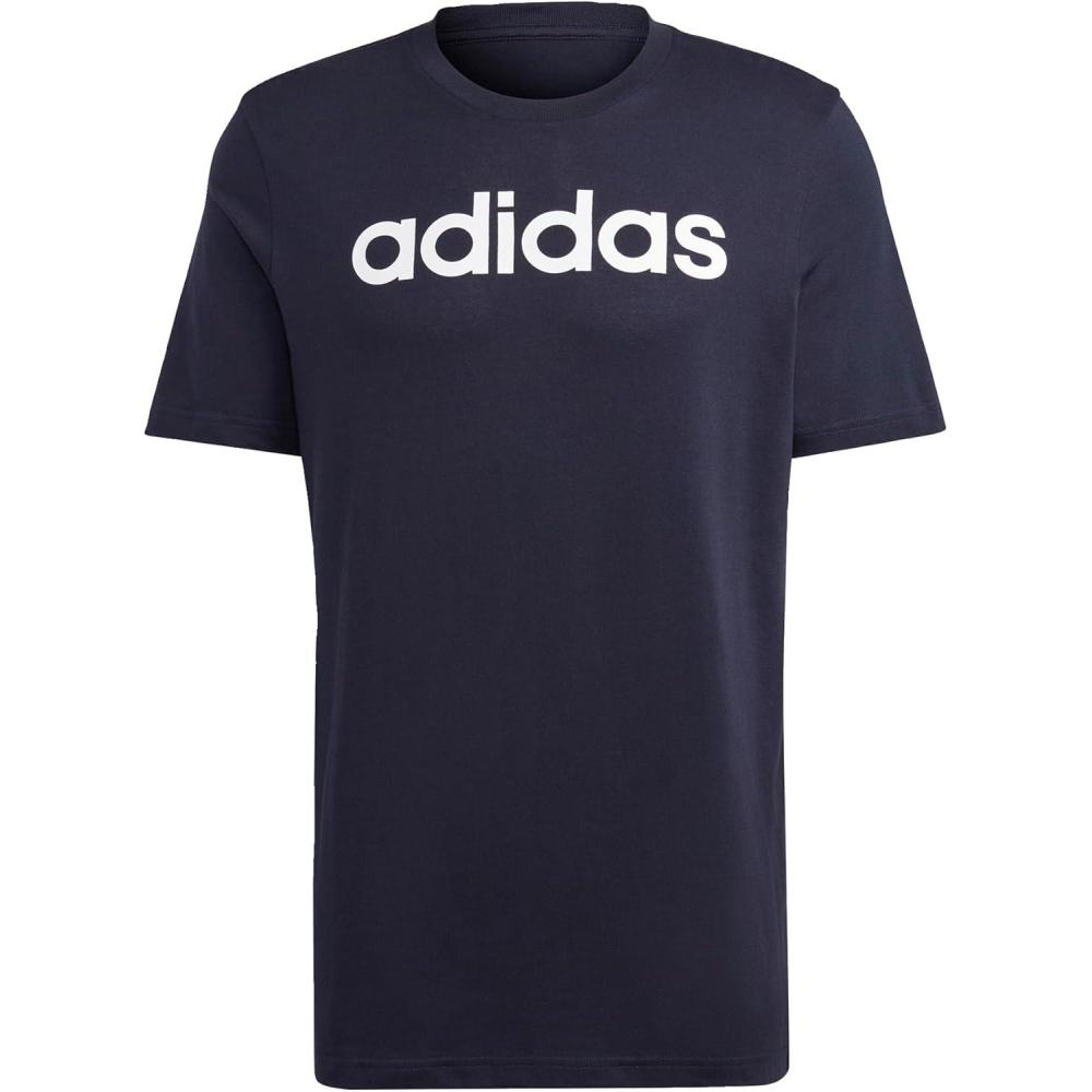 imageadidas Mens Essentials Single Jersey Linear Embroidered Logo TInkWhite