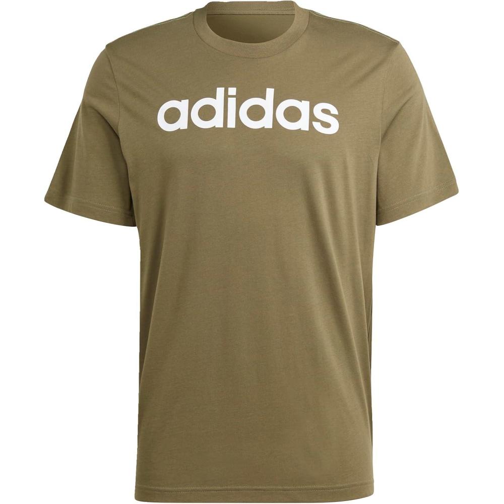 imageadidas Mens Essentials Single Jersey Linear Embroidered Logo TOlive Strata