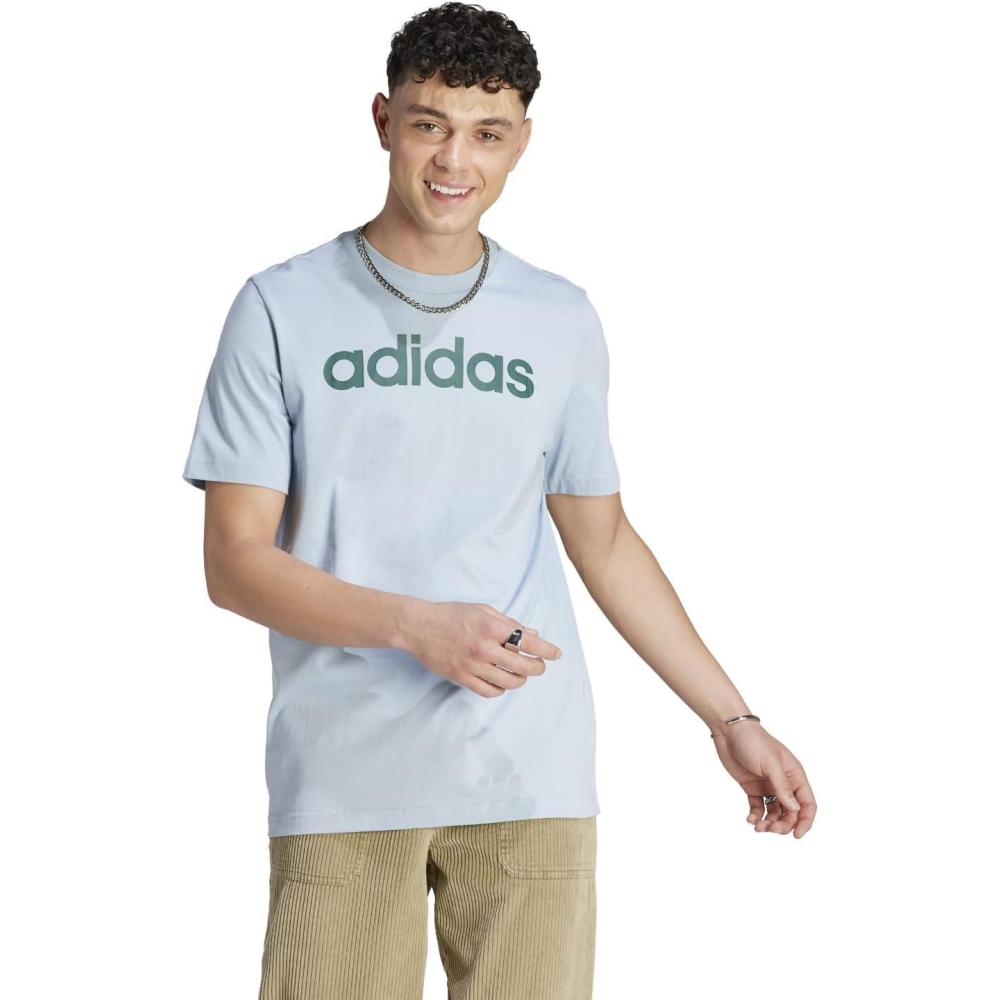 imageadidas Mens Essentials Single Jersey Linear Embroidered Logo TWonder Blue