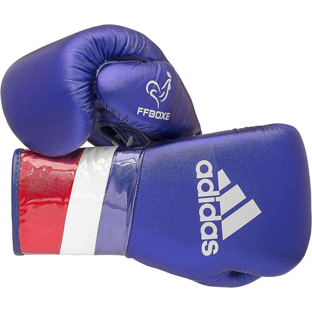 imageadidas Speed 500 Pro Boxing Gloves  Genuine Leather Training Gloves for Men ampamp Women LaceUp Heavy Bag ampamp Kickboxing GlovesMET BLUEREDSILVER