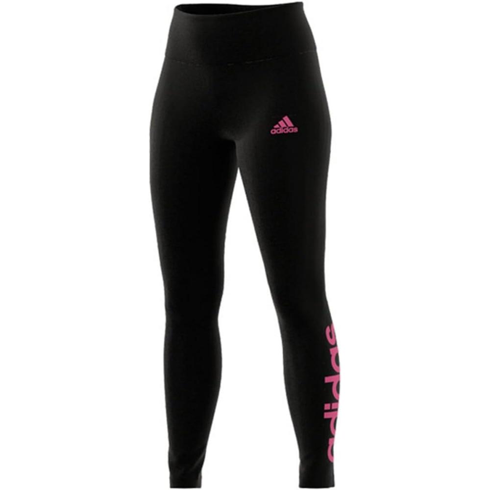 imageadidas Womens Essentials HighWaisted Logo LeggingsBlackPulse Magenta