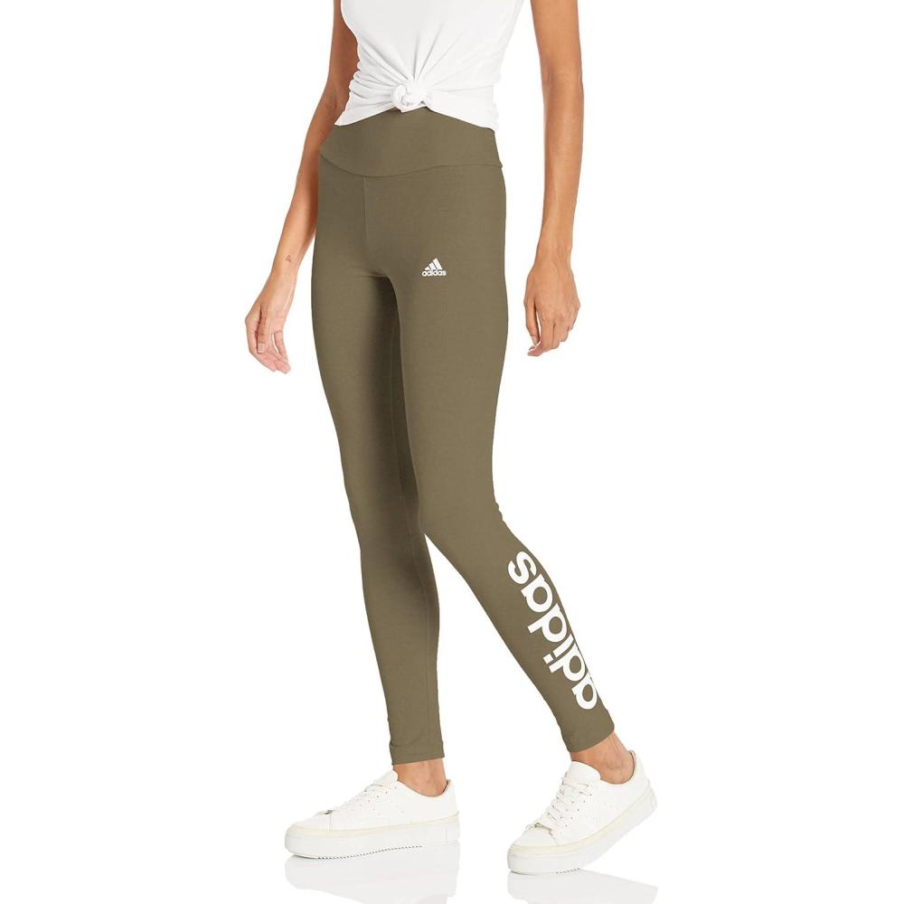 imageadidas Womens Essentials HighWaisted Logo LeggingsOlive Strata