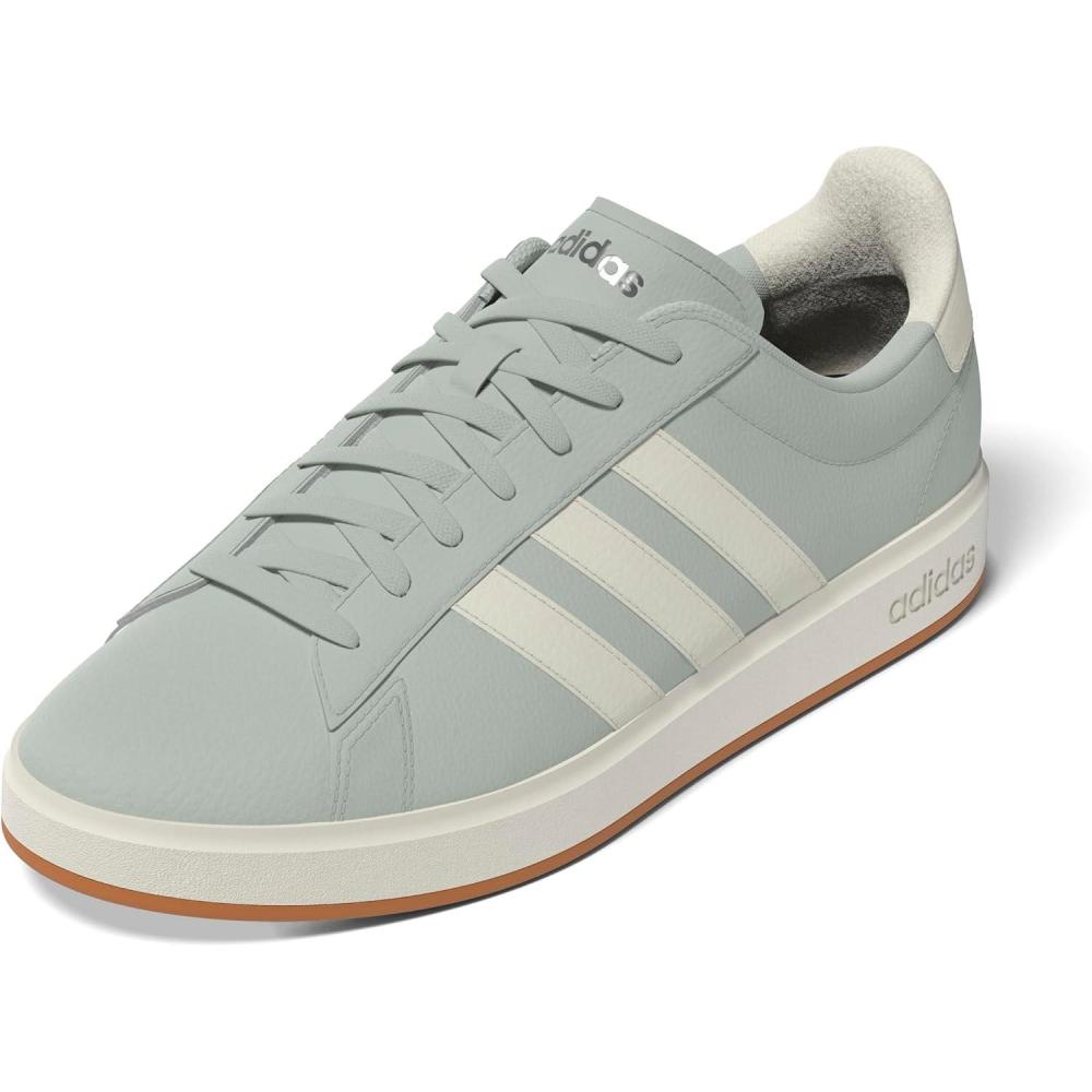 imageadidas Womens Grand Court 20 Tennis ShoeLinen GreenOff WhiteSilver Metallic