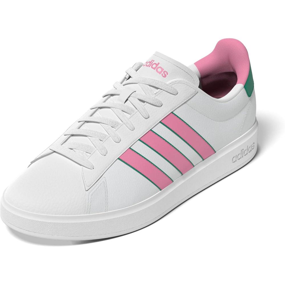imageadidas Womens Grand Court 20 Tennis ShoeWhiteBliss PinkCourt Green