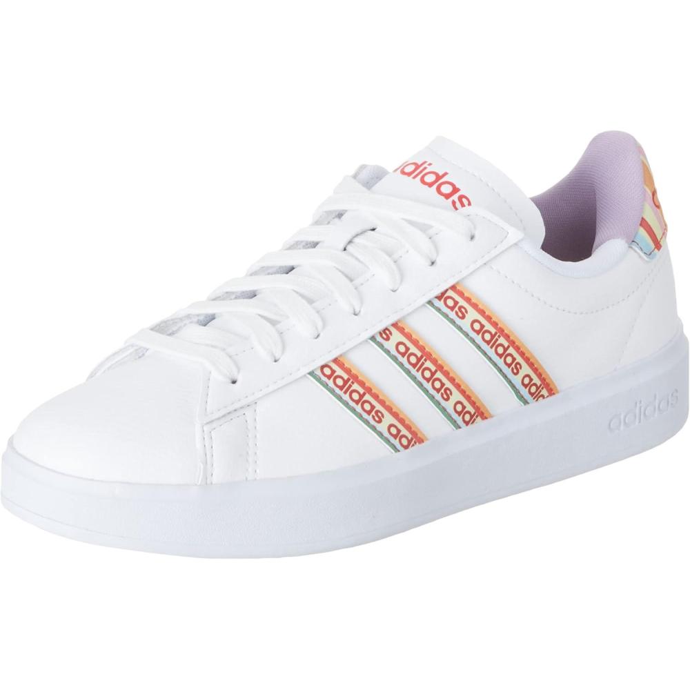 imageadidas Womens Grand Court 20 Tennis ShoeWhiteLush RedPurple