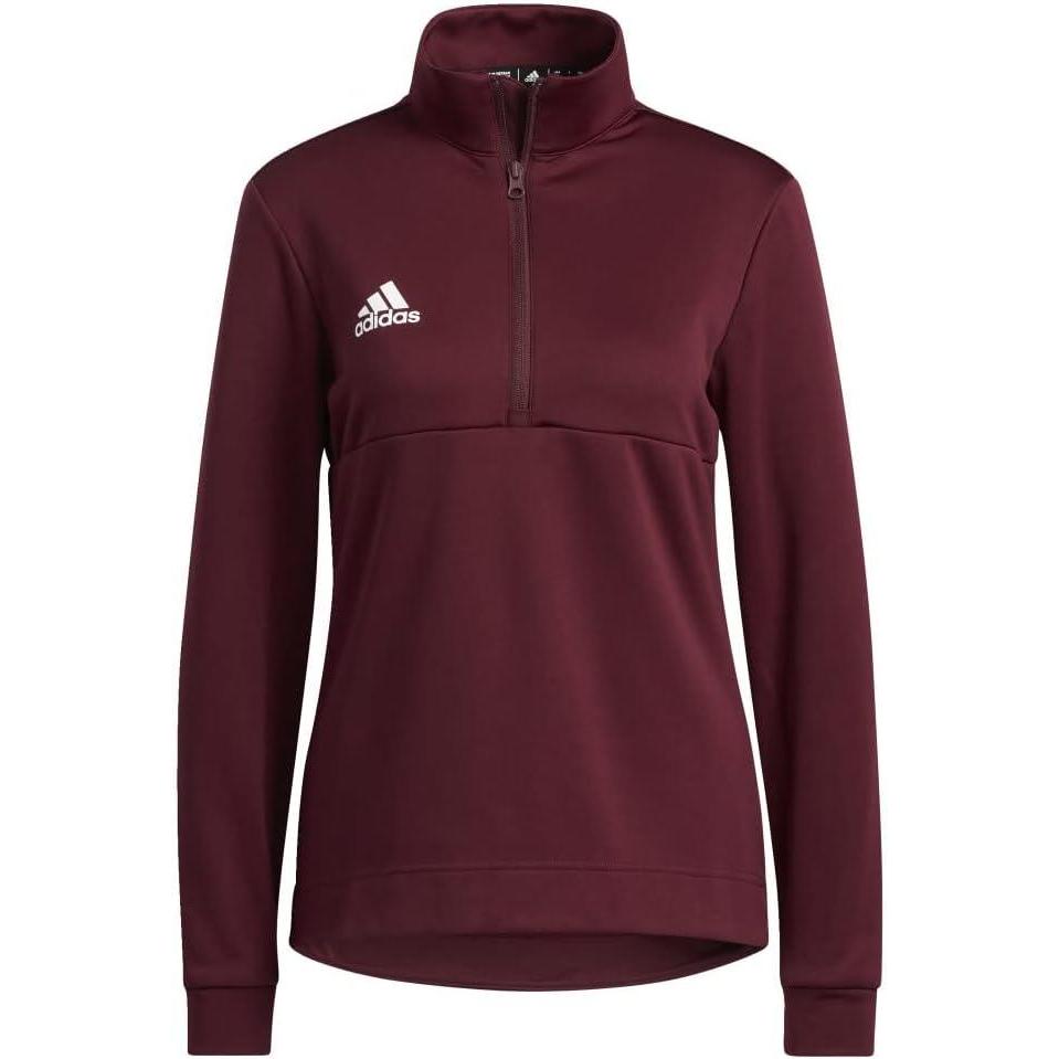 imageadidas Womens QuarterZip Fleece SweatshirtTeam Maroon  White
