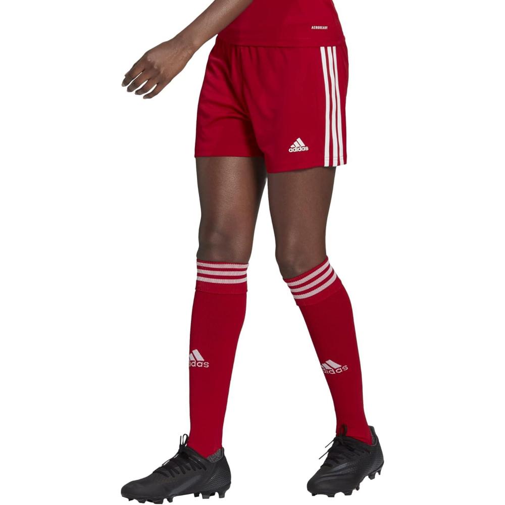 imageadidas Womens Squadra ShortsTeam Power RedWhite Full Stripes