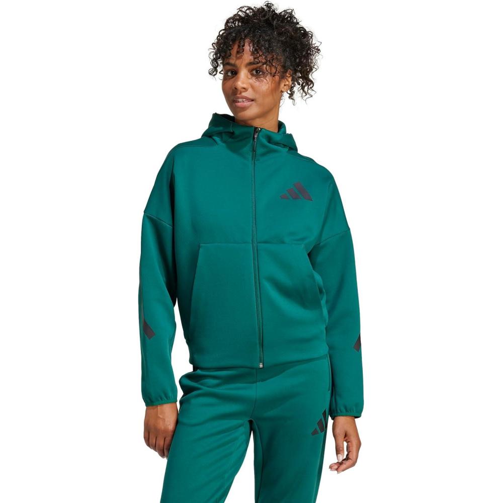 imageadidas Womens Zne FullZip HoodieCollegiate Green