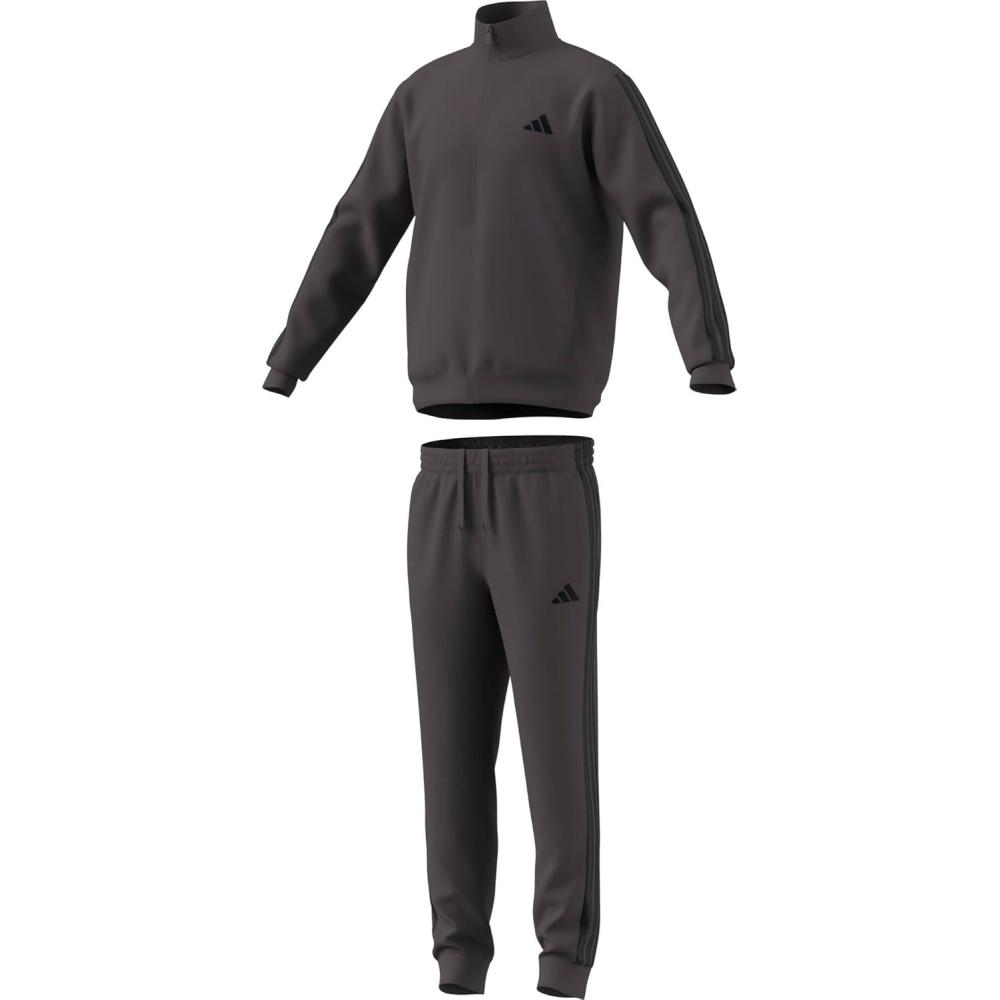 imageadidas mens Basic 3stripes Tricot Track SuitGrey Strata