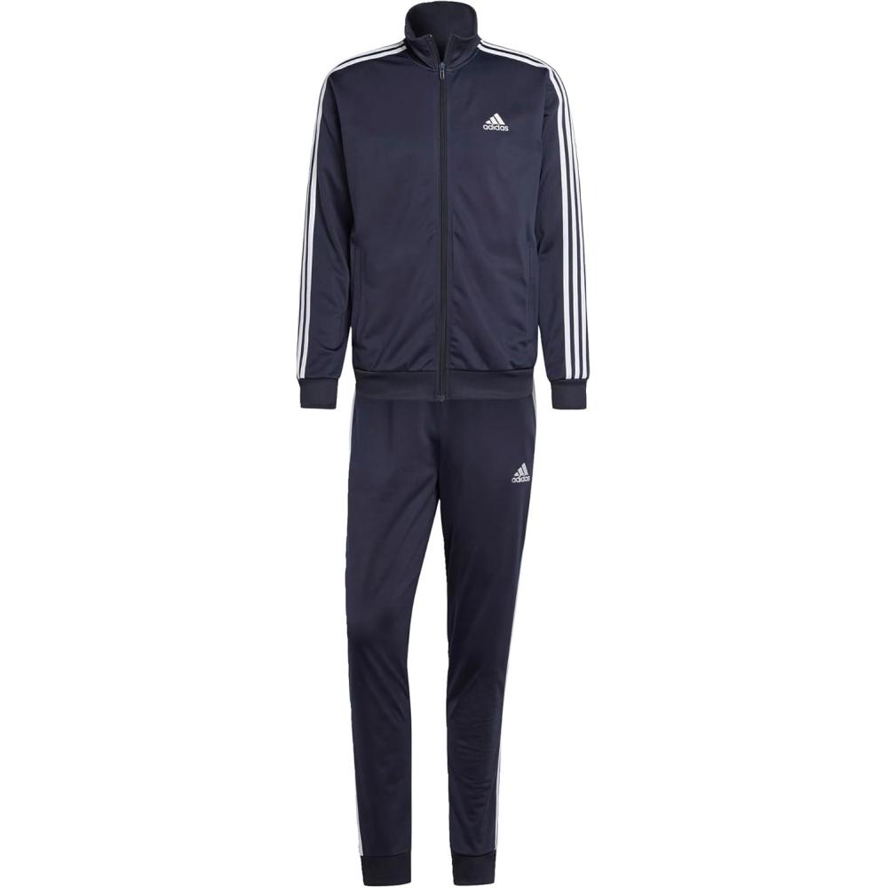 imageadidas mens Basic 3stripes Tricot Track SuitInkWhite