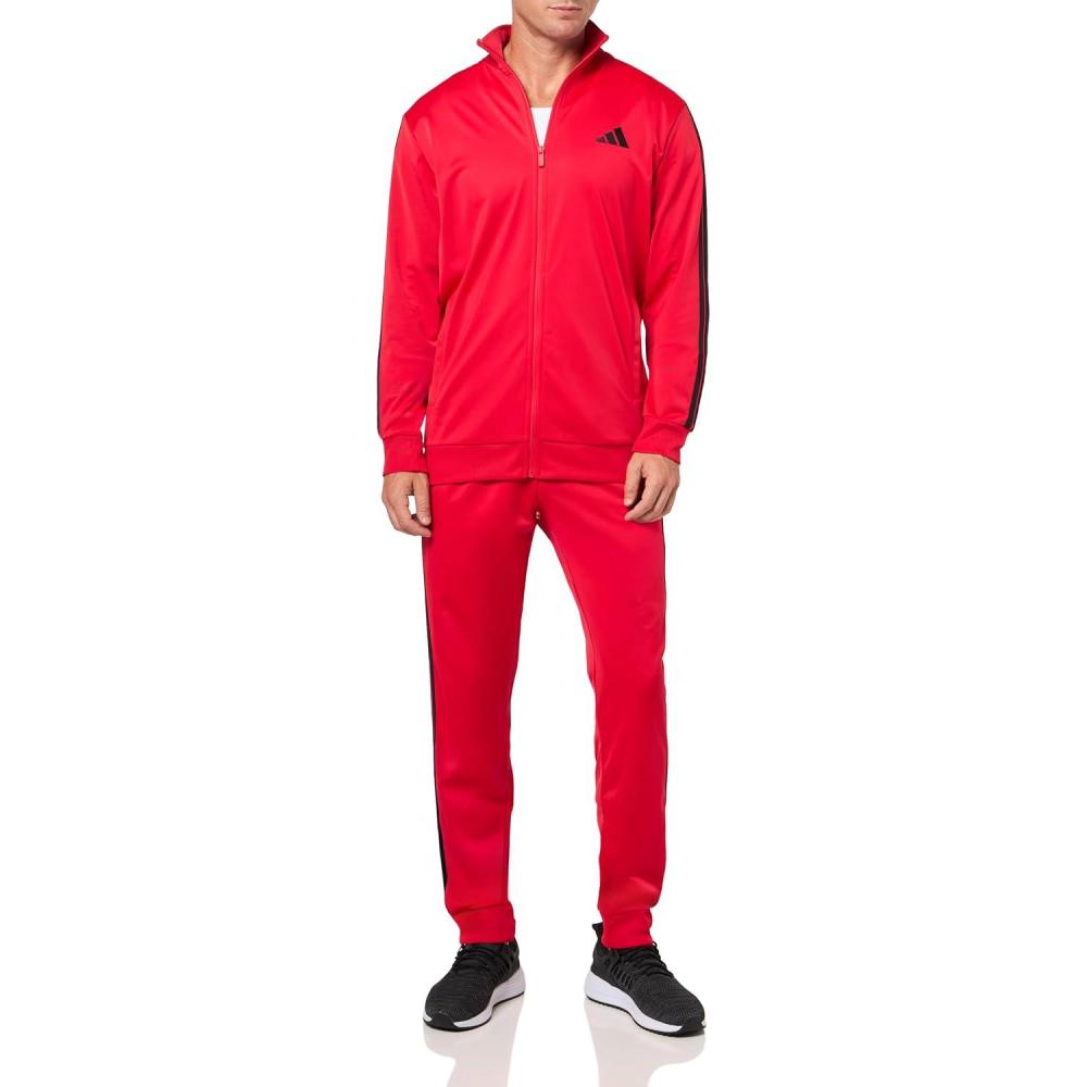 imageadidas mens Basic 3stripes Tricot Track SuitPure Ruby